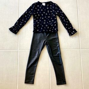 Zara kids girl faux leather legging and crop top size 6